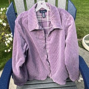 Denim&Co Purple Corduroy - Plaid Flannel Lined Zip Front Jacket …